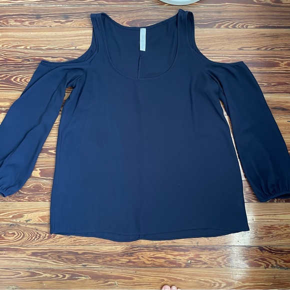 Lovely Day Tops - Lovely Day Navy Cold Shoulder Blouse